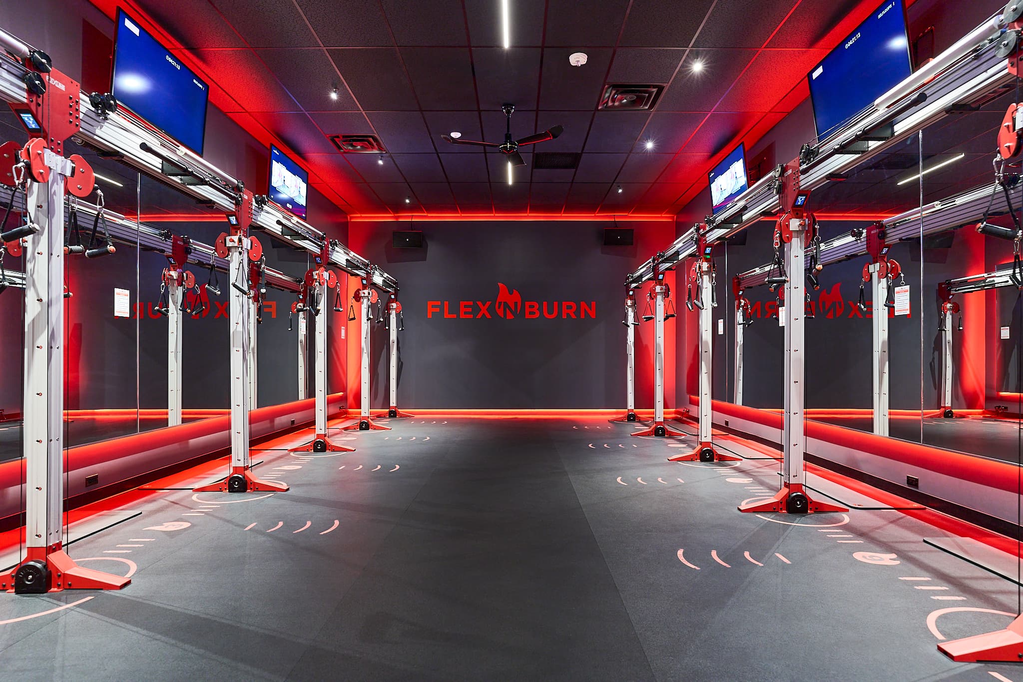 Flex 'n Burn training room with high-tech resistance stations
